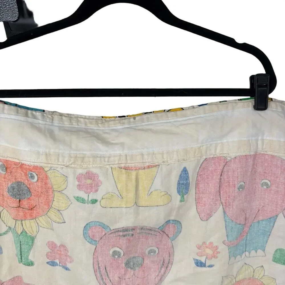 Fabric Panel Curtains 3 Animal Print Vintage Nursery Cartoon Animals Whimsical 4